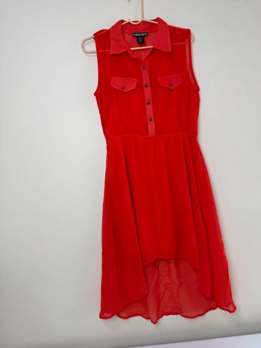 Paper Doll Women’s Orange Sleeveless Hi-Low Women’s Midi Dress Size L - Picture 7 of 11